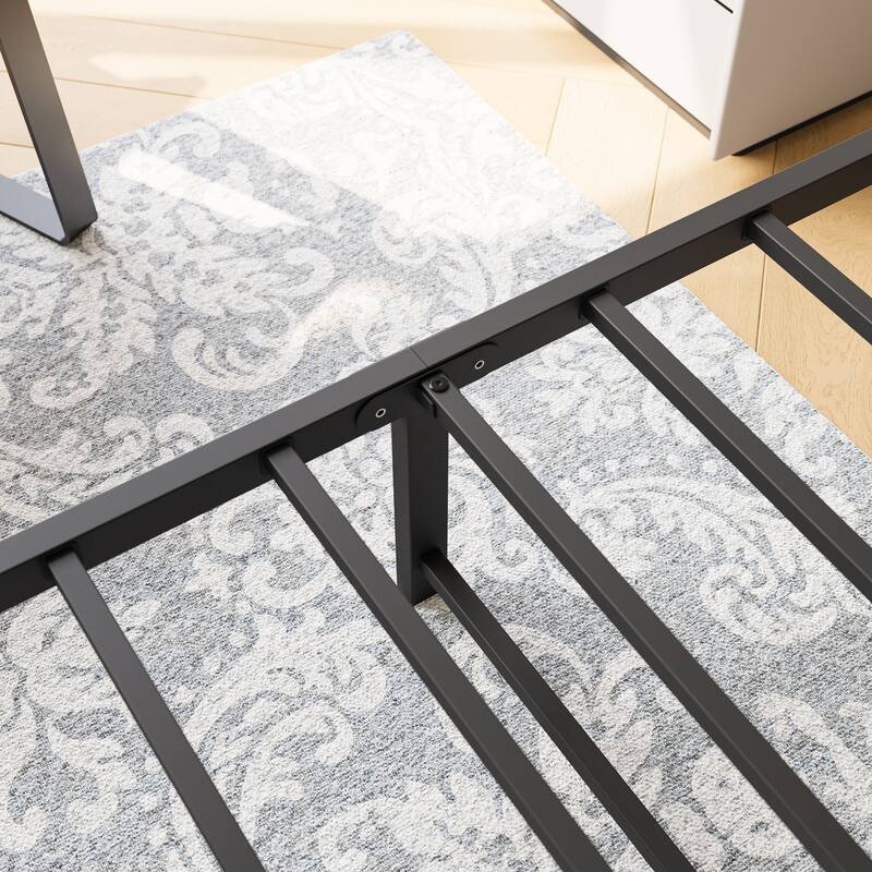 FULL Metal Platform Bed Frame with Headboard / Strong Slat Support / No Box Spring Needed / Easy Assembly BLACK