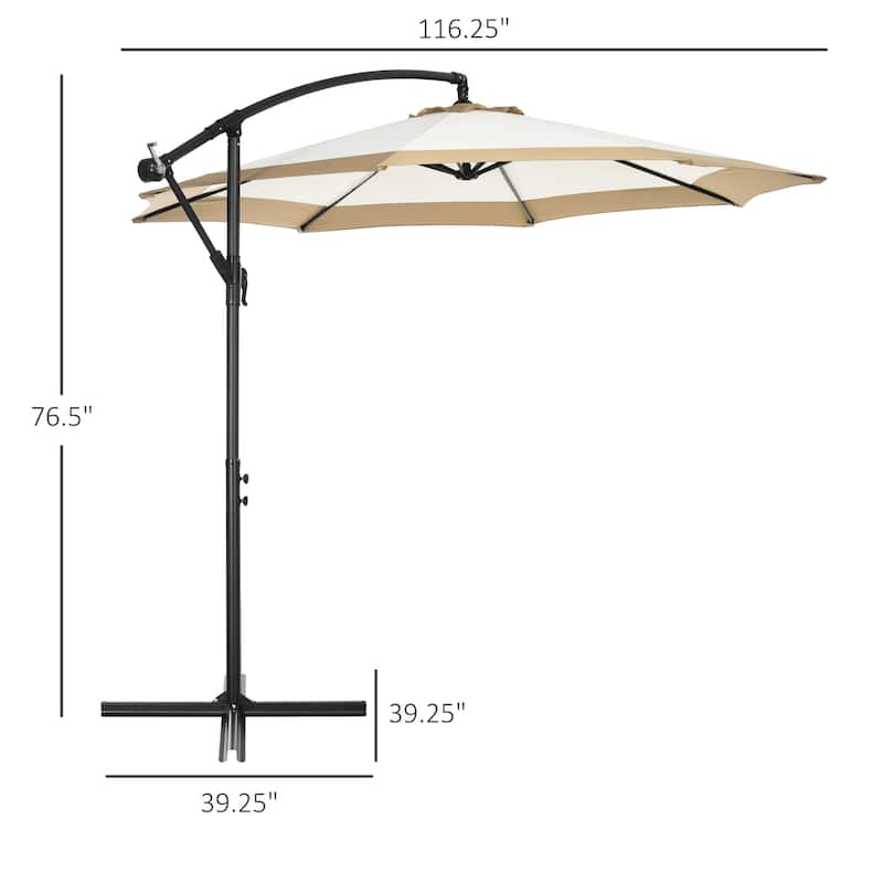 Outsunny 10FT Cantilever Umbrella, Offset Patio Umbrella with Crank and Cross Base for Deck, Backyard