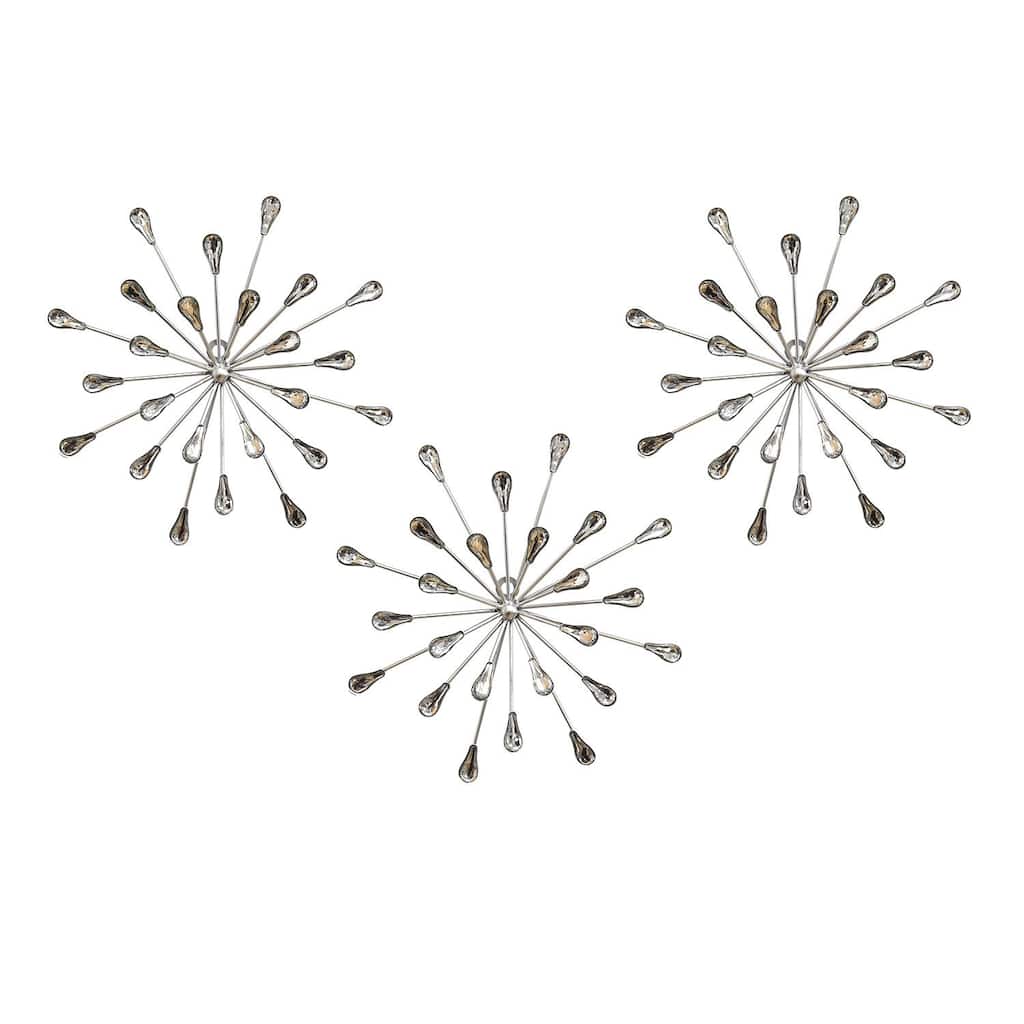 Acrylic Burst Silver Metal Wall Decor - 10" W x 2" D x 10" H