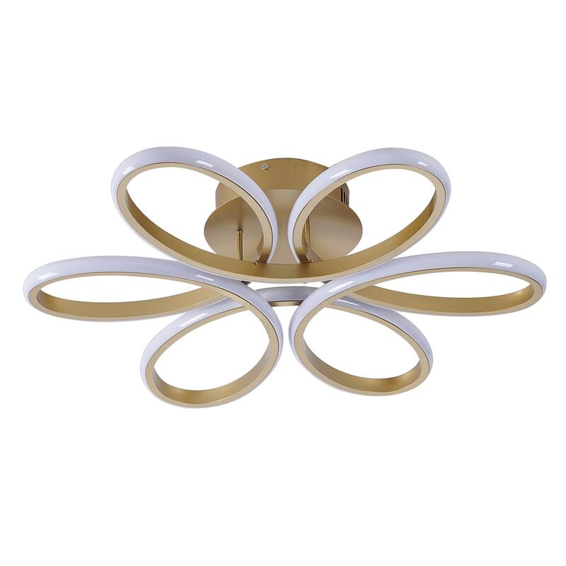 6-Light Dimmable Brass LED Flush Mount With White Acrylic Diffusers