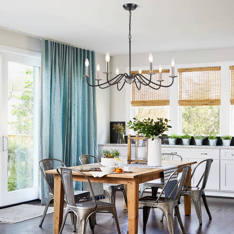 8-Light Farmhouse Candle Chandelier for Bedroom, Kitchen, Living Room and Foyer