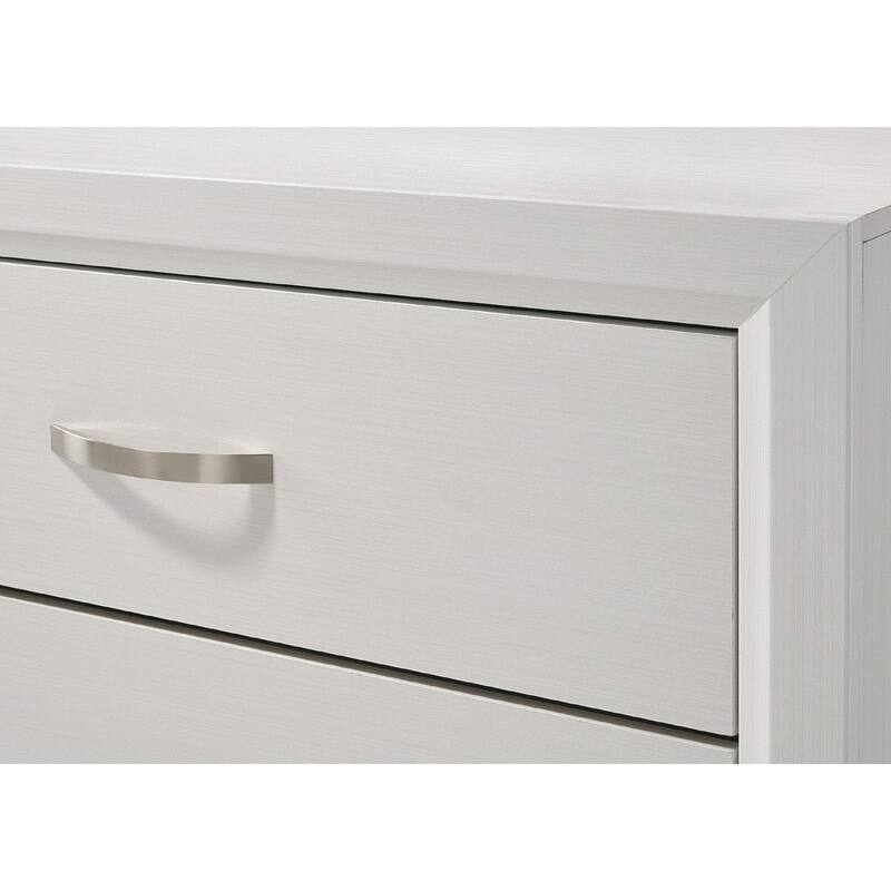 Chic White 2-Drawer End Table w/ Metal Handles for Bedroom & Living Room