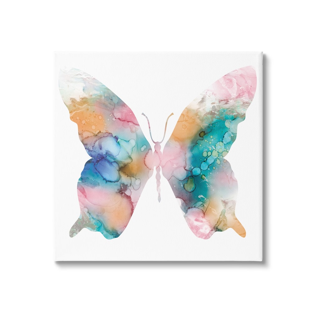 Stupell Pastel Watercolor Pattern Butterfly Silhouette Painting Canvas Wall Art, Design by Susan Jill