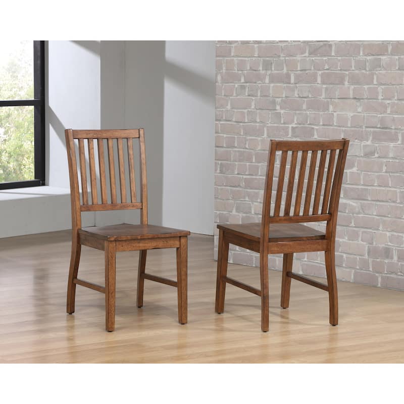 Slat Back Dining Chairs - Set of 2 - Amish Brown - Kitchen Dining Room Seating