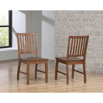 Slat Back Dining Chairs - Set of 2 - Amish Brown - Kitchen Dining Room Seating