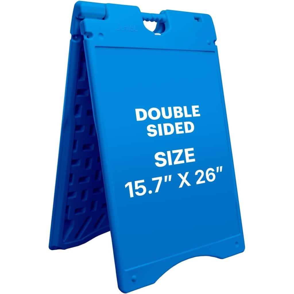 Jumbl A Frame Sandwich Board – 15.7 x 26” Display Sidewalk Sign with PVC Sign Protector (Blue)