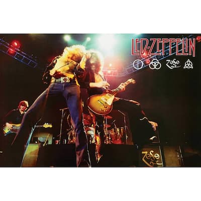 Led Zeppelin On Stage Art Poster - 24 x 36 Inch