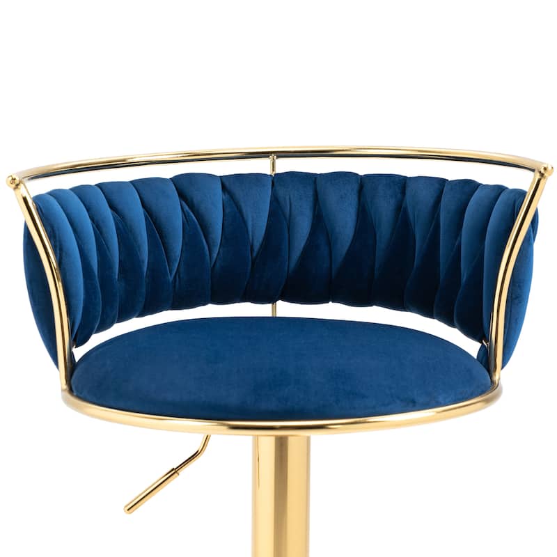 4 Set Modern Velvet Adjustable Swivel Bar Stools with Metal Frame