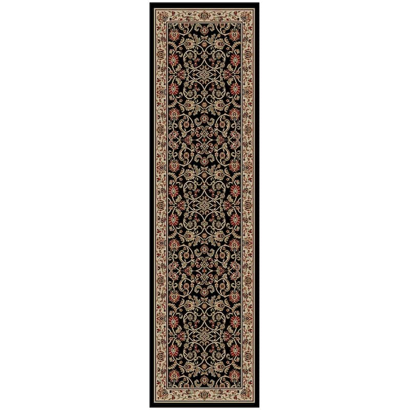 Mayberry Hometown Classic Oriental Keshan Area Rug - 2'3" x 7'7" Runner - Black