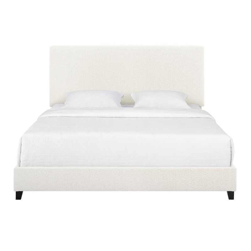 Upholstered Platform Bed - Beige - Queen