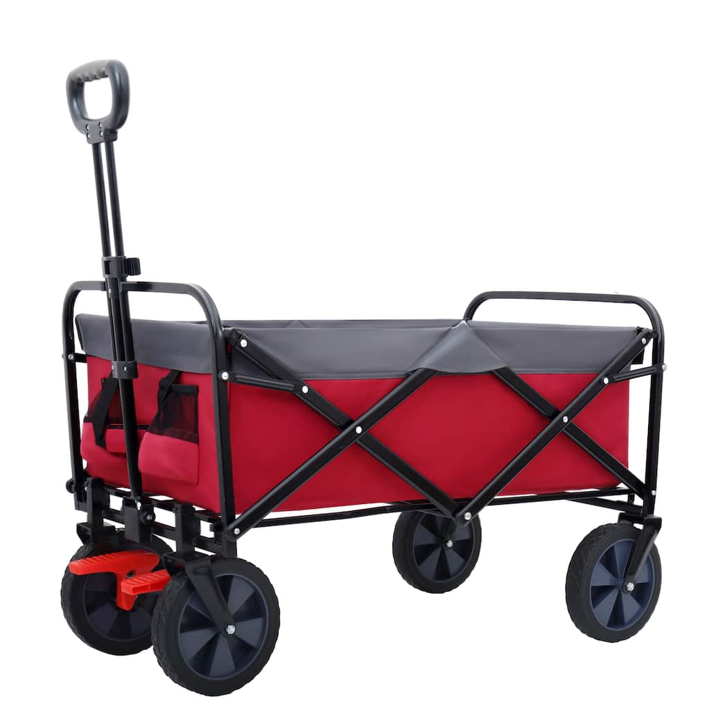 150L Collapsible Wagon Cart, 360lbs Capacity, Heavy Duty With Wheels for Outdoor, Grocery, Shopping