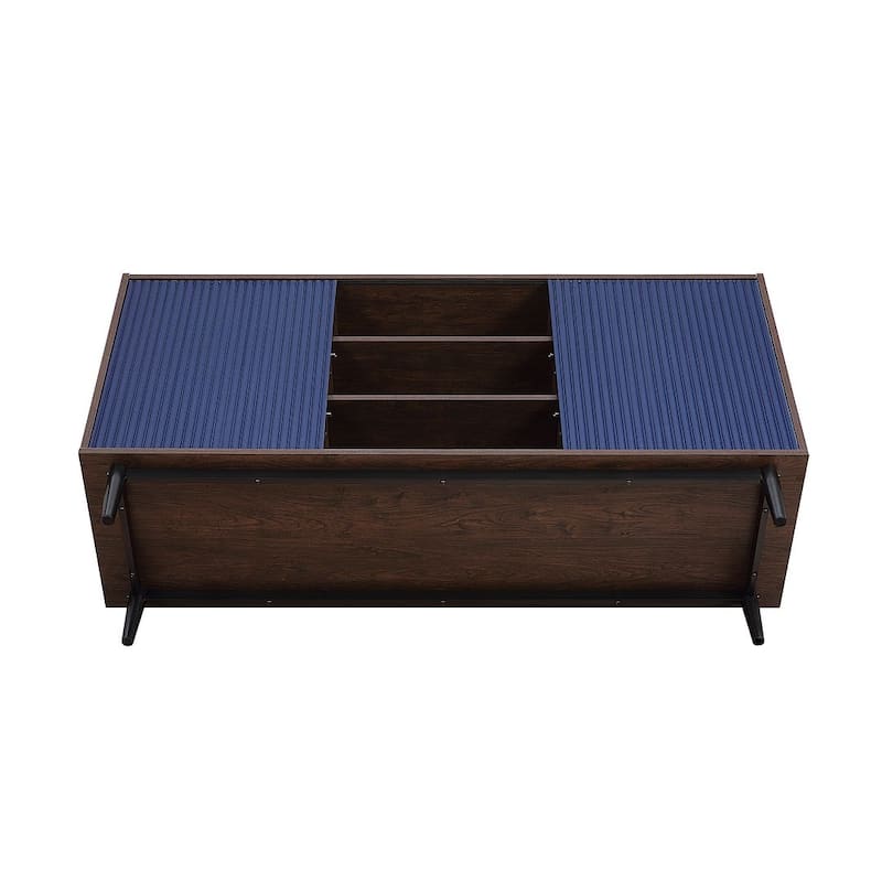 Manhattan Comfort Duane 59.05 Modern Adjustable Shelf Ribbed Sideboard