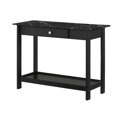 DH BASIC Transitional Faux Marble Top 1-Open Shelf Console Table with Drawer by Denhour
