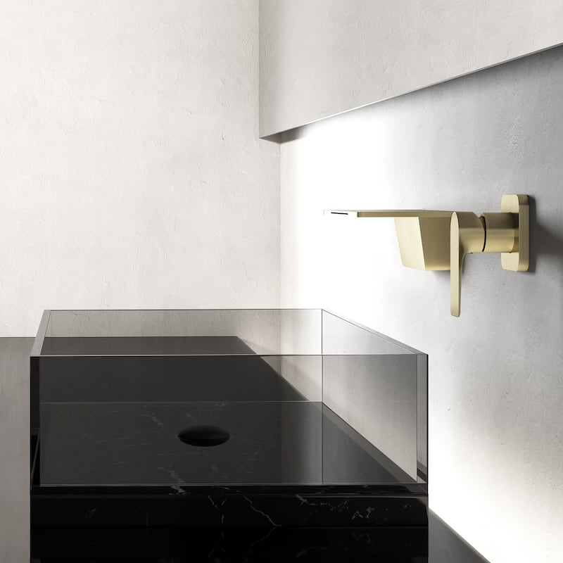 Waterfall Bathroom Sink Faucet 1- Handle Wall Mount Lavatory Faucet