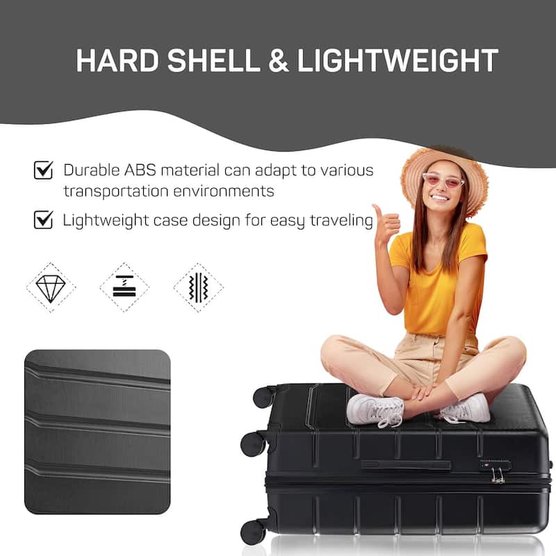 3-Piece Luggage Sets(20/24/28 Inch) , Hard Shell Suitcases with Spinner Wheels, Expandable Lightweight Rolling Suitcase Sets