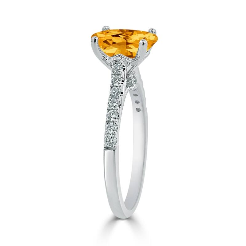 Auriya 1 1/2ct Fancy Oval Citrine and Diamond Engagement Ring 1/4ctw 14k Gold
