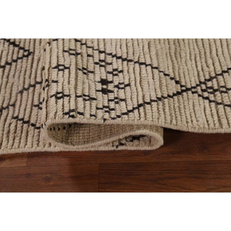 Trellis Moroccan Area Rug Hand-Knotted Geometric Wool Carpet - 6'0"x 9'8"
