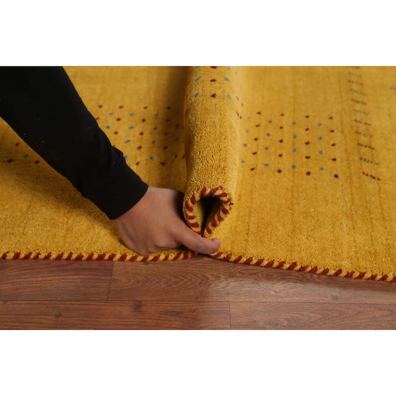 Tribal Yellow Gabbeh Indian Rug Hand-Knotted Oriental Wool Carpet - 8'4"x 10'0"