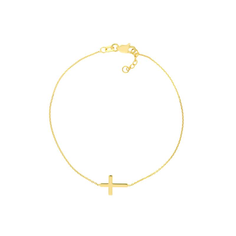 Marquee Jewels 14K Solid Yellow Gold Cross Bracelet