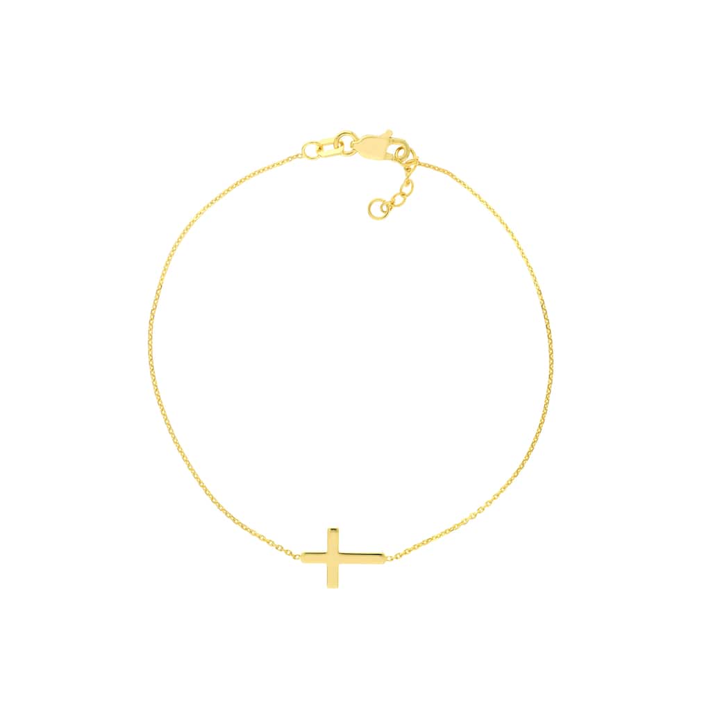 Marquee Jewels 14K Solid Yellow Gold Cross Bracelet