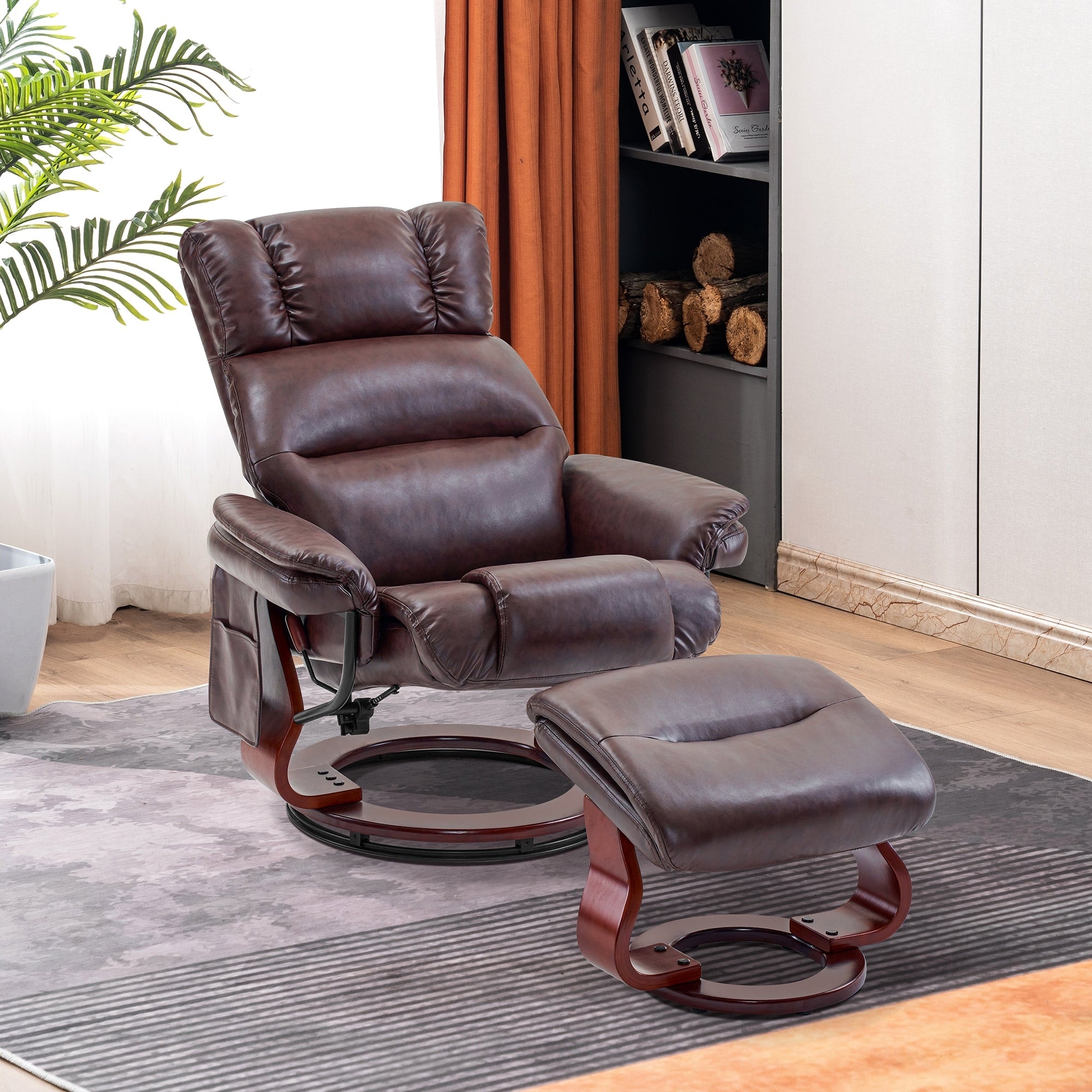 MCombo Swivel Recliners with Ottoman, Reclining TV Chairs with Vibration Massage, Ergonomic Lounge Chair