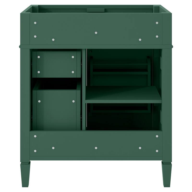 Roomfitters 30" Vanity Base Only, Modern Bathroom Cabinet with 2 Drawers and Tip-out Tray, Basin Not Included
