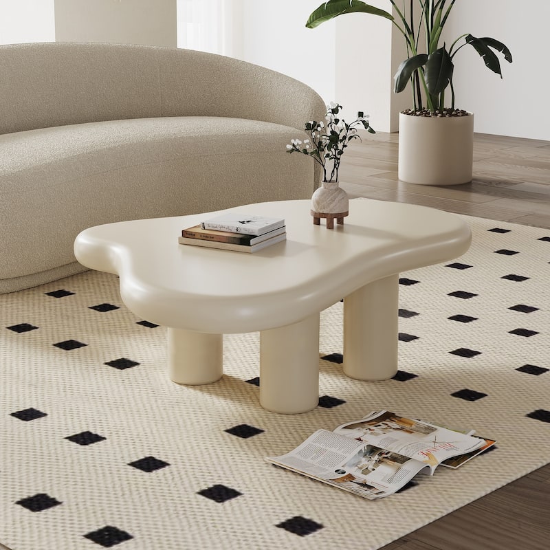 48.5 In Fiberglass Tabletop Modern Style Cloudy Shape End Table