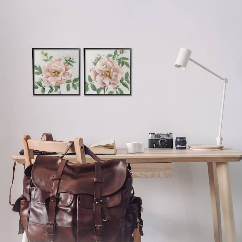 Stupell Soft & Subtle Peonies Framed Giclee Art Design By Sally Swatland (Set of 2)