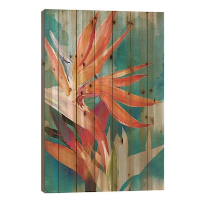 Vivid Birds of Paradise II Print On Wood by Jennifer Paxton Parker - Multi-Color
