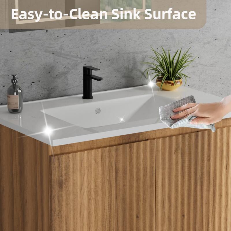 30inch Folding Wall Cabinet With Creamic Sink- Patented 1-Minute Install, Space-Saving & Easy Assemble