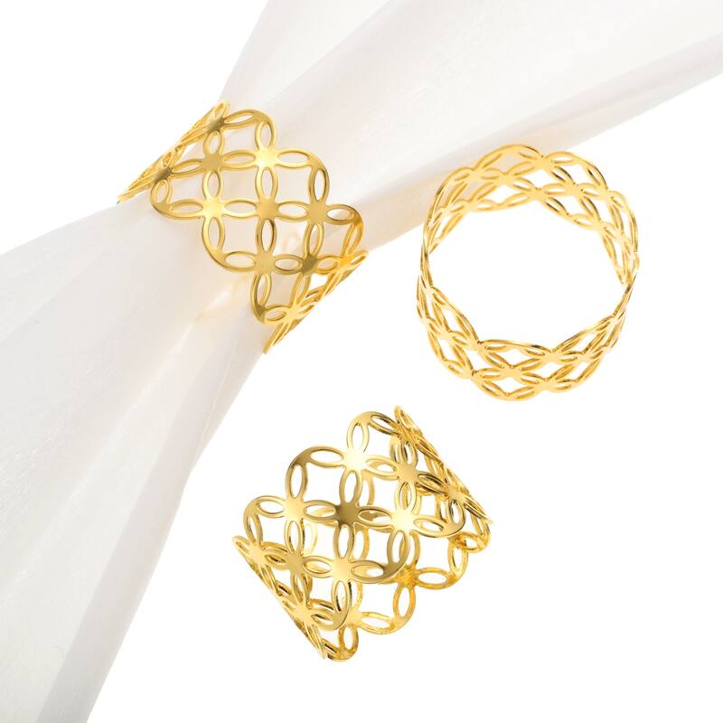 Napkin Rings Metal Hollow Copper Coin Shape Napkin Holder for Dinner