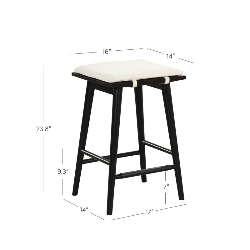 Barker Boucle Upholstered Barstool, Backless Counter Height Stool with Cushion