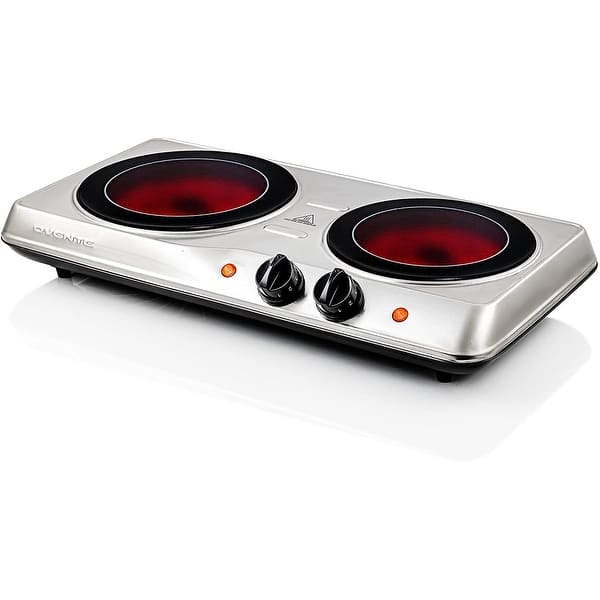 MegaChef Ceramic Infrared Double Electrical Cook Top, Silver