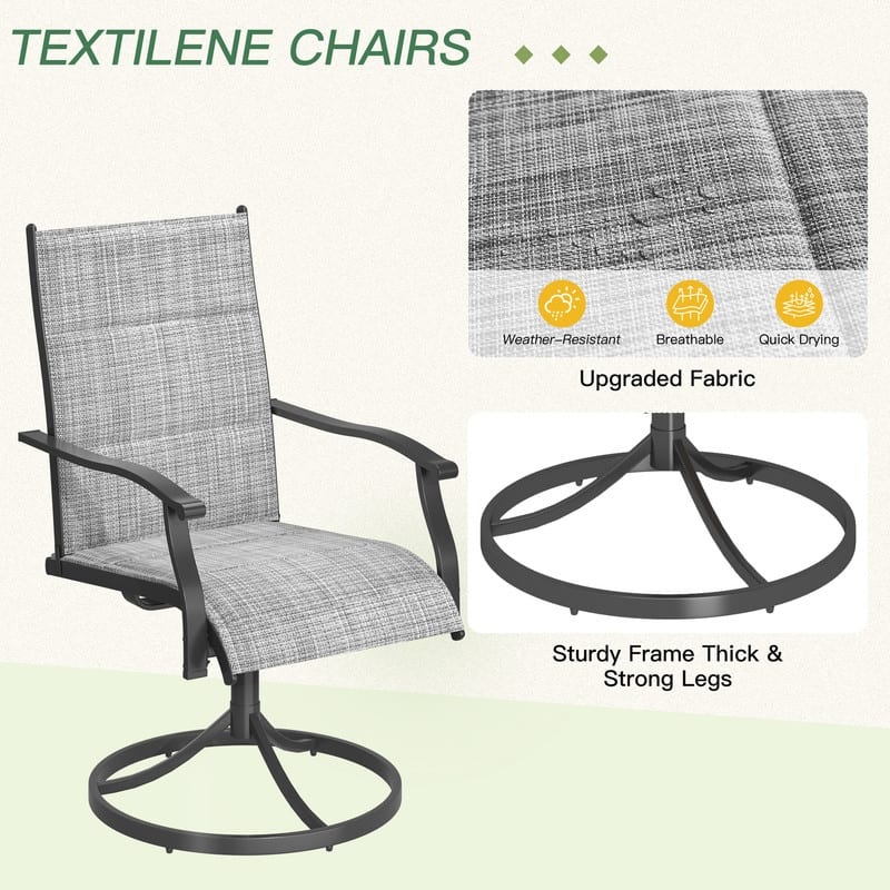 Patio Dining Set, Outdoor Dining Table and Chairs Set with Textilene Chairs, Adjustable Umbrella Hole for Garden, Backyard