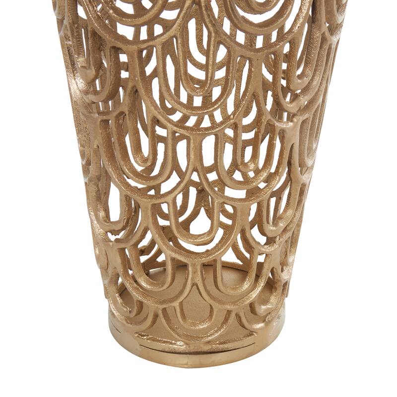 Gold Aluminum Metal Art Deco Inspired Arched Geometric Vase