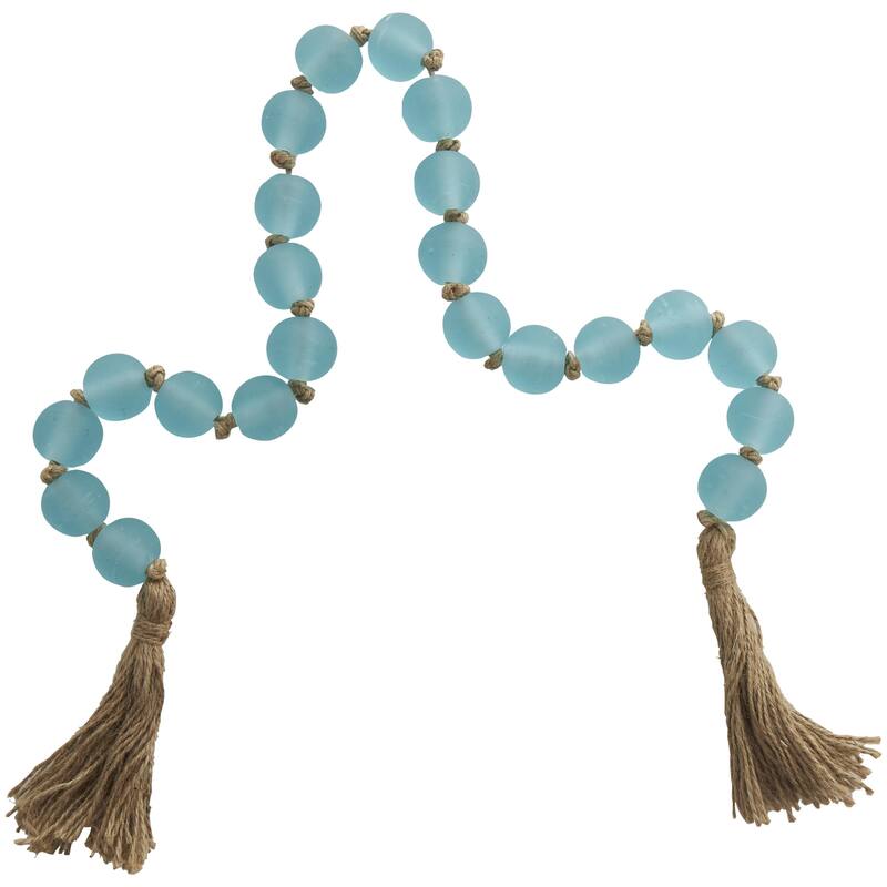 Glass Handmade Round Beaded Garland with Tassel with Knotted Brown Jute - Roche River Decor