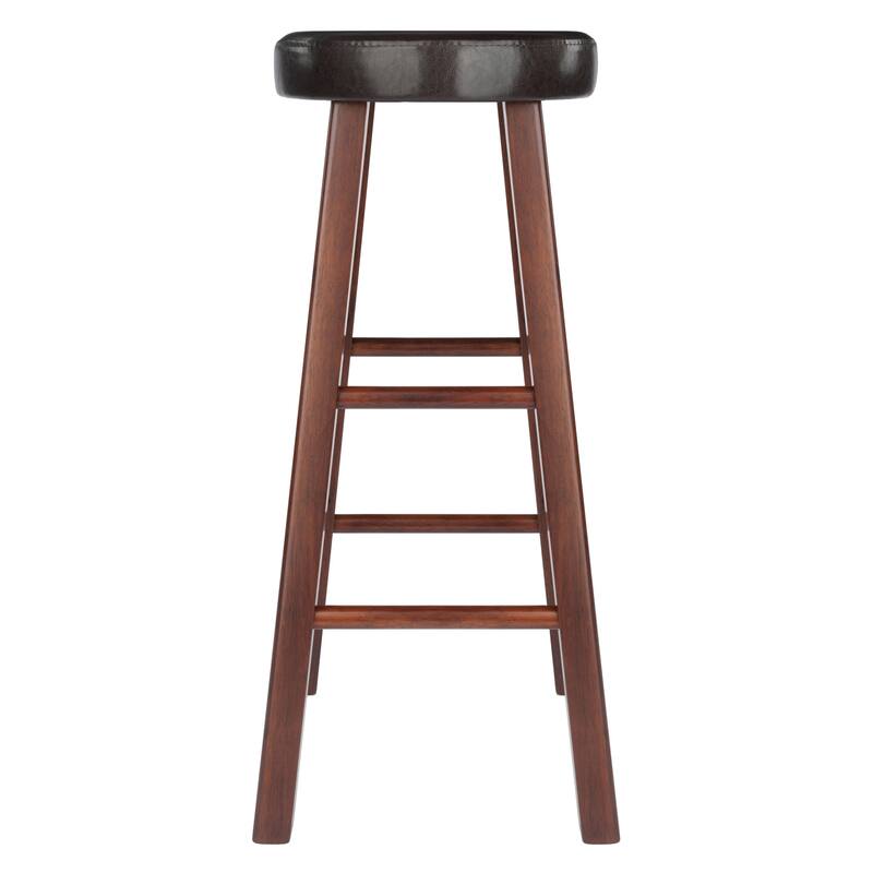 2-Pc Cushion Seat Bar Stool Set, Espresso and Walnut - 13.58 x 13.58 x 30.71 inches