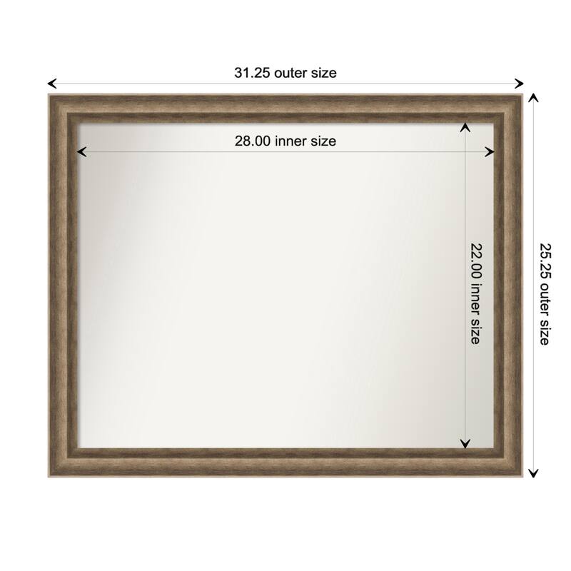 Angled Non-Beveled Wood Framed Wall Mirror - Angled Bronze - Glass Size 28x22
