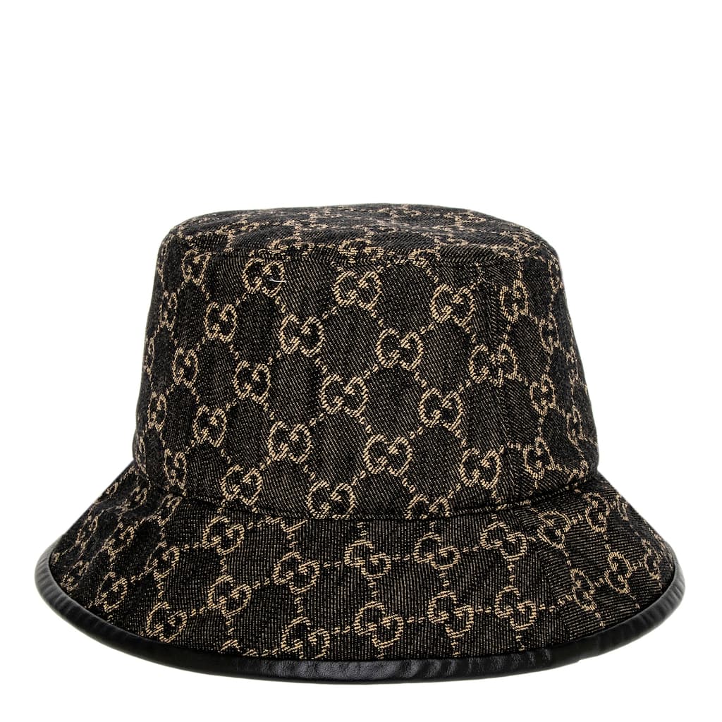 GUCCI Denim GG Bucket Hat Medium Unisex Gucci GG denim black/beige bucket hat size medium  main image 4