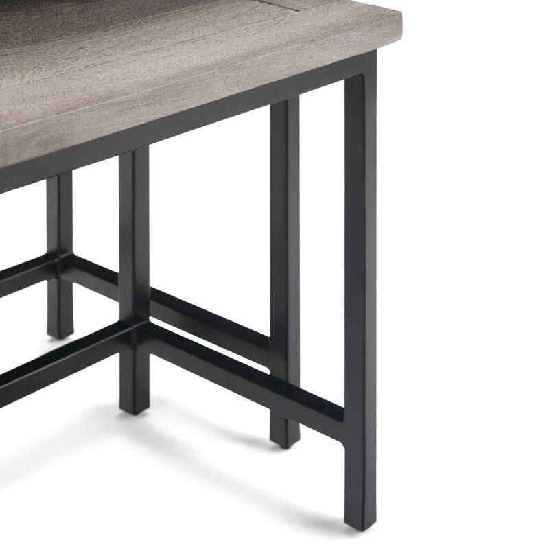 WYNDENHALL Rhonda SOLID MANGO WOOD and Metal 25 inch Wide Rectangle Industrial Nesting 2 Pc Side Table, Fully Assembled