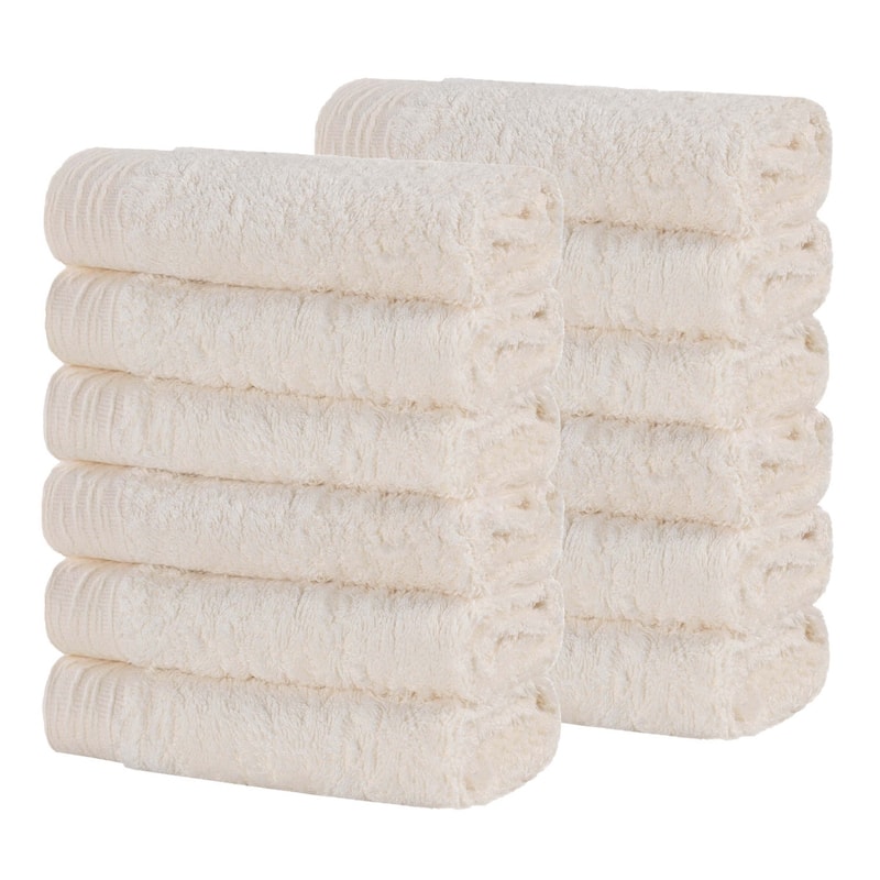 Superior Sierra Rayon From Bamboo Cotton Blend Face Towel Washcloth Set of 12