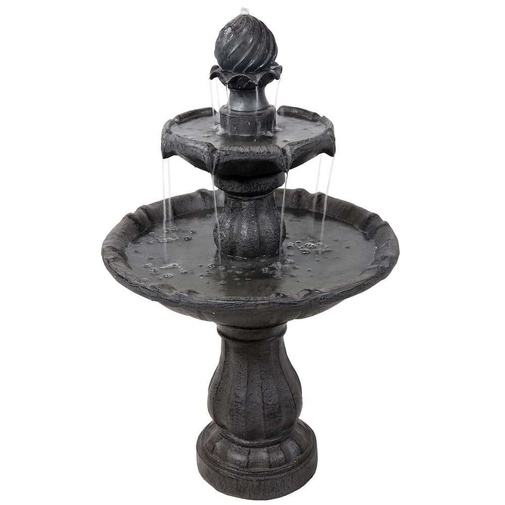 Sunnydaze Two Tier Solar-on-Demand Fountain, 35 Inch Tall - 35-Inch