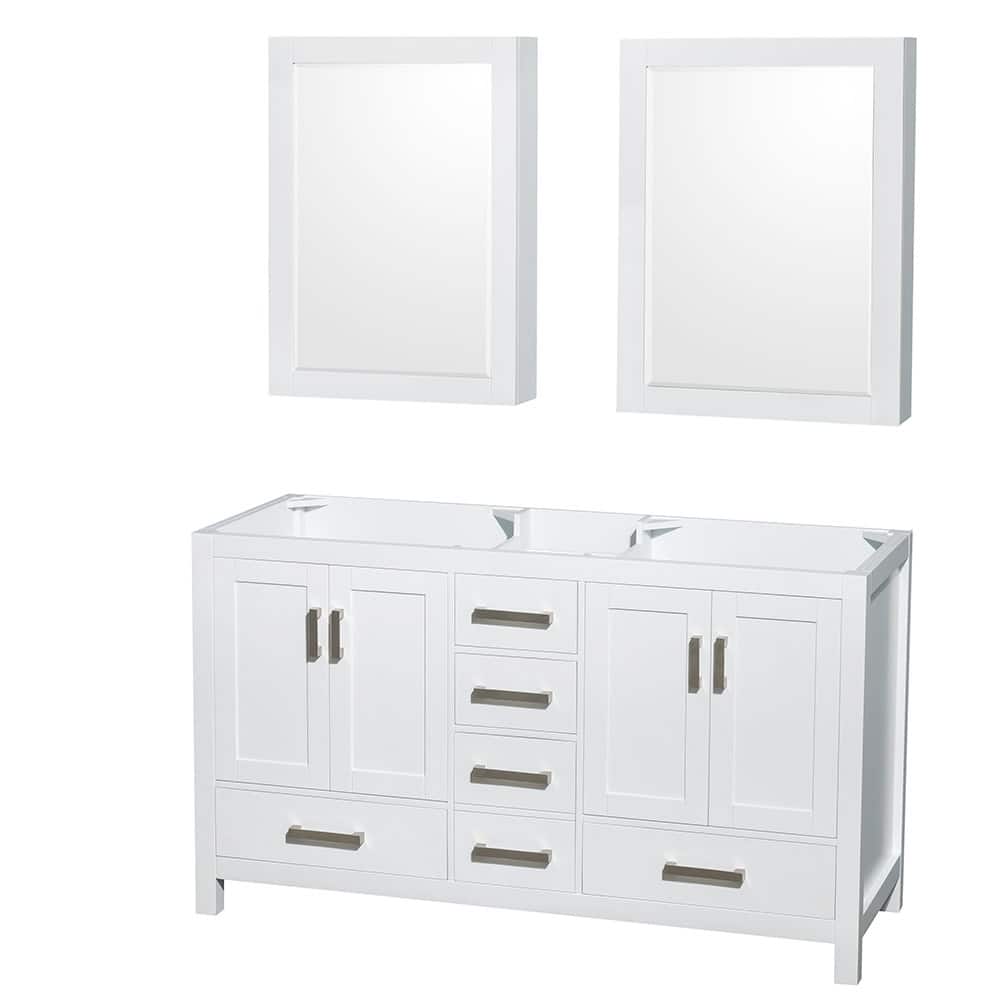 Wyndham Collection Sheffield 60" Hardwood Vanity Cabinet and Two 24"
