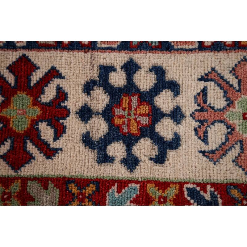 Beige Kazak Oriental Area Rug Hand-Knotted Bedroom Wool Carpet - 6'7" x 9'8"