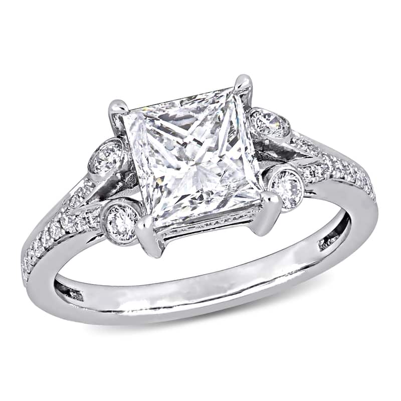 Miadora 2-3/8ct TDW Diamond Split Shank Engagement Ring in 14k White Gold