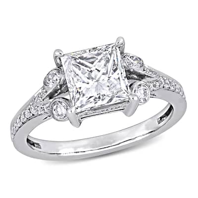 Miadora 2-3/8ct TDW Diamond Split Shank Engagement Ring in 14k White Gold