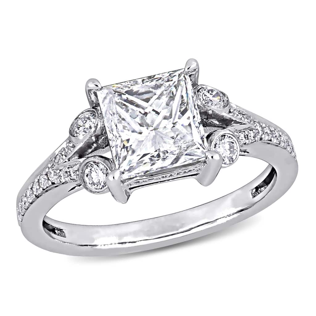 Miadora 2-3/8ct TDW Diamond Split Shank Engagement Ring in 14k White Gold