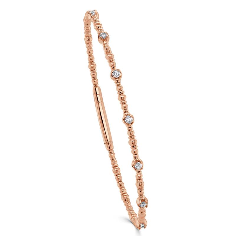 Joelle Collection 14K Gold Diamond Flexible Stackable Bangle - Rose