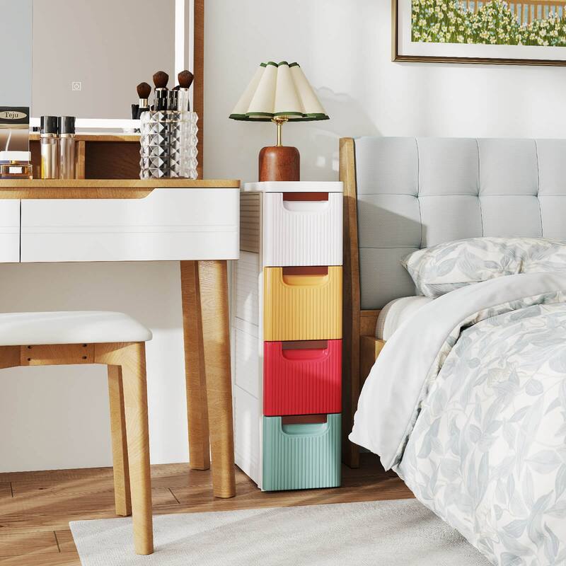 Costway 1/2 PCS 4-Drawer Narrow Rolling Storage Cabinet with Pull - See Details