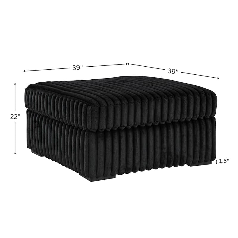 Roundhill Furniture Solenne Oversized Ottoman with Jumbo Corduroy Upholstery